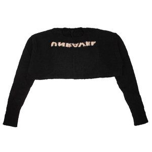 UNRAVEL PROJECT Black Cropped Crew Neck Sweater Size S $1035